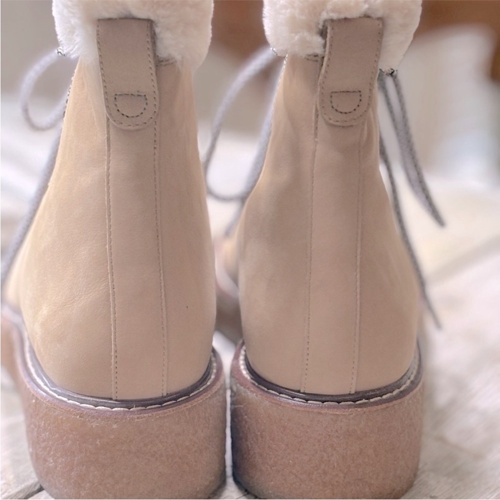 J.Crew Lace-Up Fur Lined Hiking Boots. Women's Sz. 12 Warm | Neutral | Cozy NWOT - Picture 8 of 11